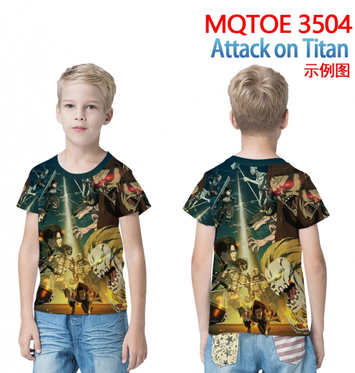 Shingeki no Kyojin full-color printed short-sleeved T-shirt 60 80 100 120 140 160 6 sizes for children  MQTOE 3504