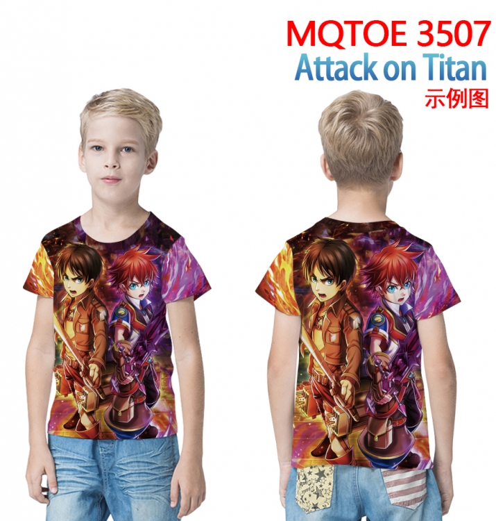 Shingeki no Kyojin full-color printed short-sleeved T-shirt 60 80 100 120 140 160 6 sizes for children  MQTOE 3507