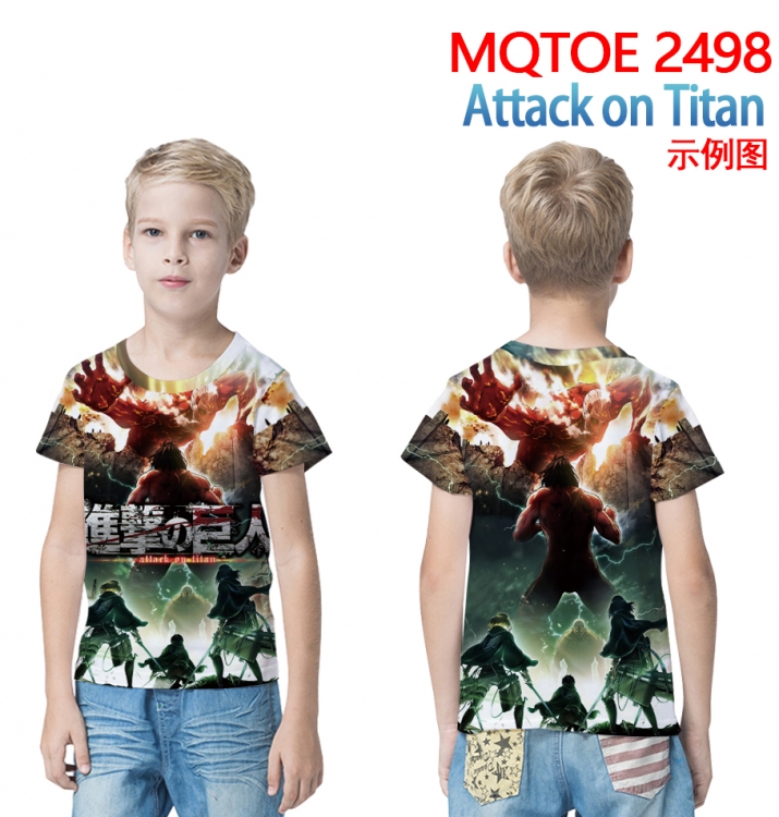 Shingeki no Kyojin full-color printed short-sleeved T-shirt 60 80 100 120 140 160 6 sizes for children  MQTOE 2498