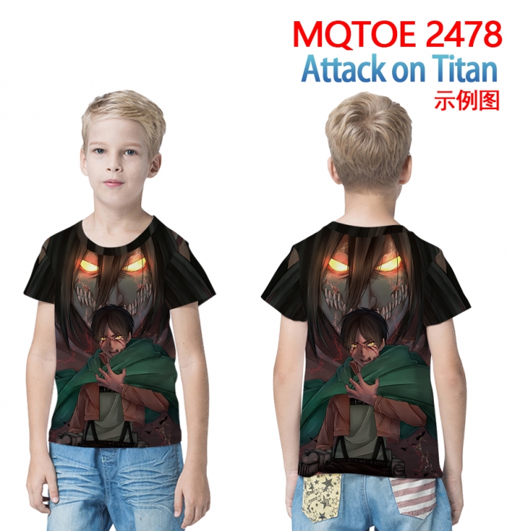 Shingeki no Kyojin full-color printed short-sleeved T-shirt 60 80 100 120 140 160 6 sizes for children  MQTOE 2478