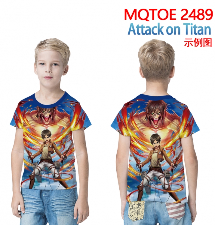 Shingeki no Kyojin full-color printed short-sleeved T-shirt 60 80 100 120 140 160 6 sizes for children  MQTOE 2489
