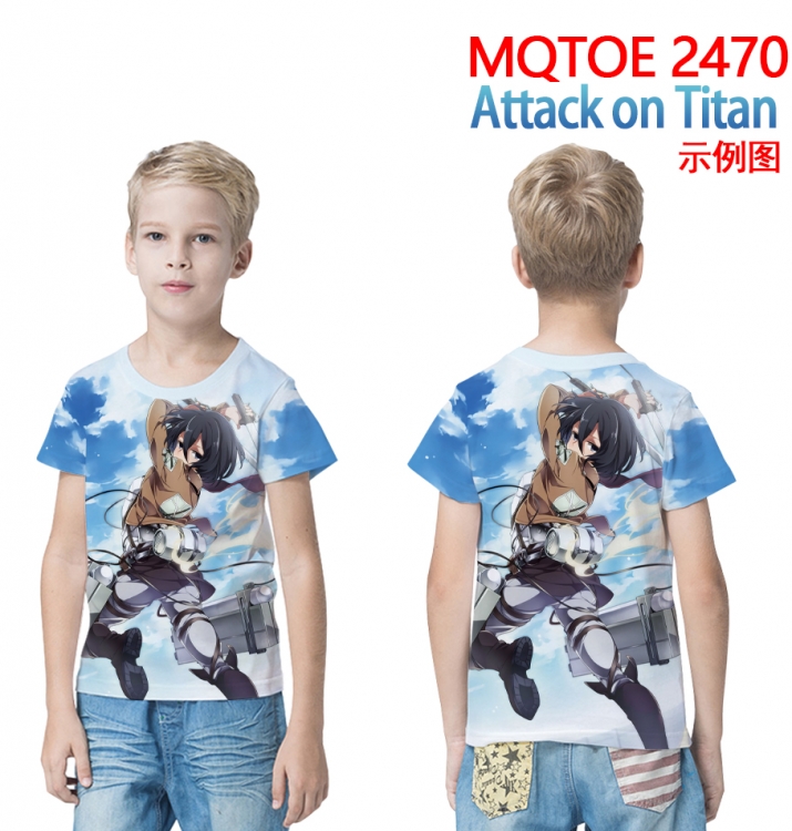 Shingeki no Kyojin full-color printed short-sleeved T-shirt 60 80 100 120 140 160 6 sizes for children  MQTOE 2470