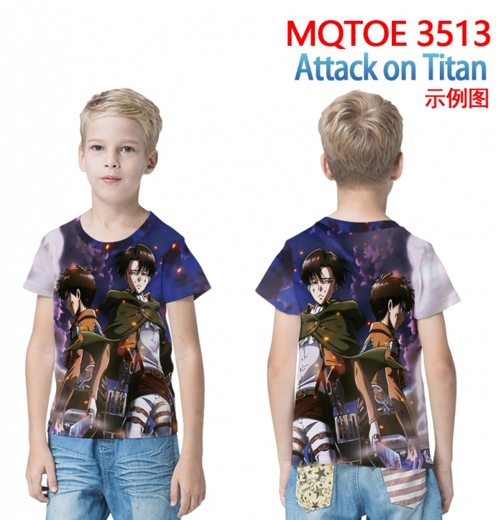Shingeki no Kyojin full-color printed short-sleeved T-shirt 60 80 100 120 140 160 6 sizes for children  MQTOE 3513