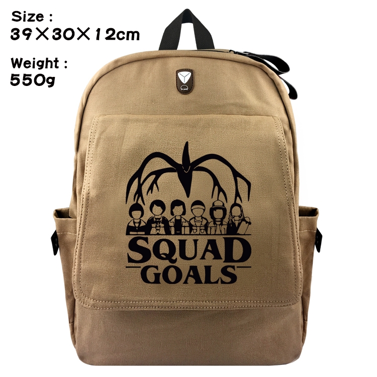 Stranger Things Canvas Flip Backpack Student Schoolbag  39X30X12CM