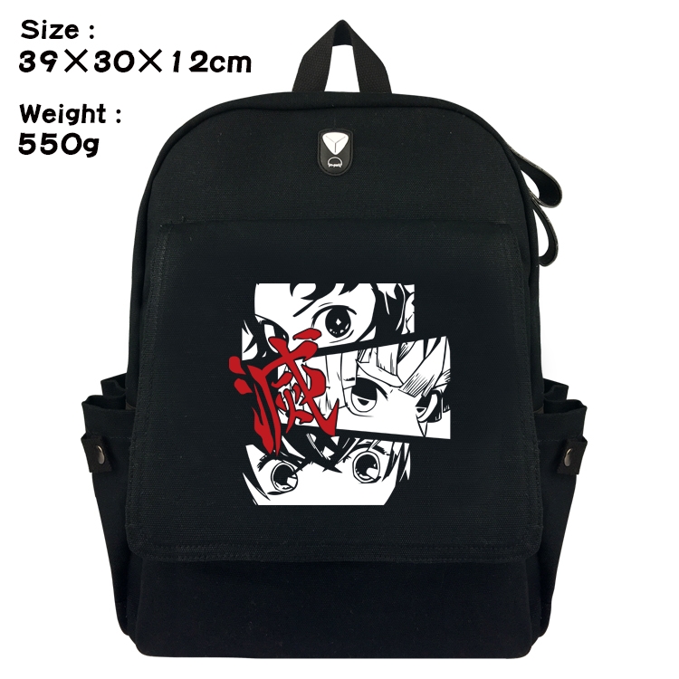 Demon Slayer Kimets Canvas Flip Backpack Student Schoolbag  39X30X12CM