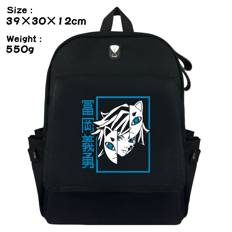 Demon Slayer Kimets Canvas Flip Backpack Student Schoolbag  39X30X12CM