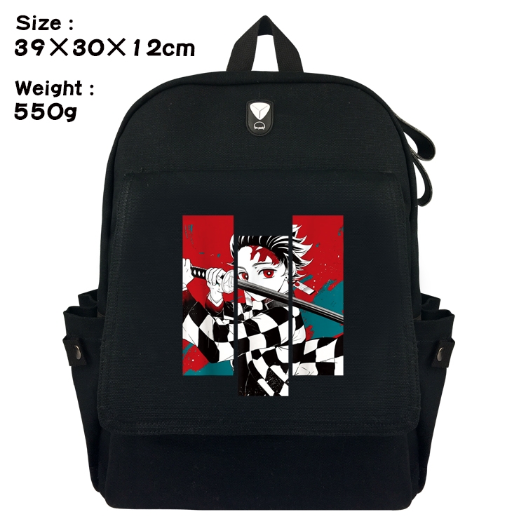 Demon Slayer Kimets Canvas Flip Backpack Student Schoolbag  39X30X12CM