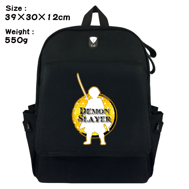 Demon Slayer Kimets Canvas Flip Backpack Student Schoolbag  39X30X12CM