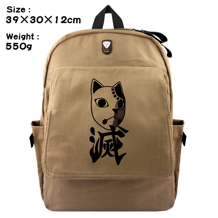 Demon Slayer Kimets Canvas Flip Backpack Student Schoolbag  39X30X12CM