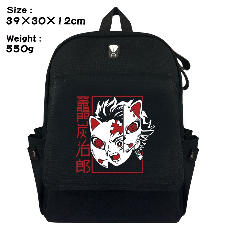 Demon Slayer Kimets Canvas Flip Backpack Student Schoolbag  39X30X12CM