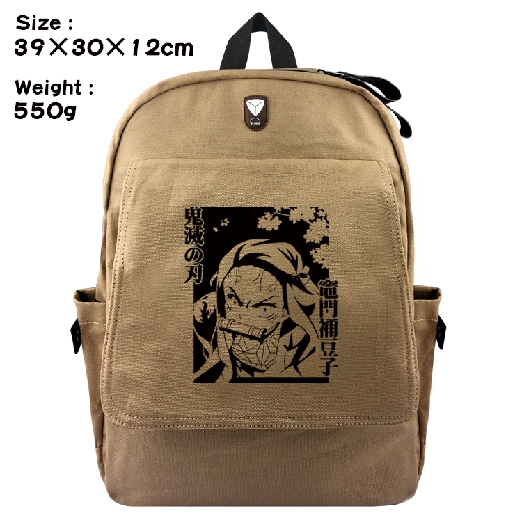 Demon Slayer Kimets Canvas Flip Backpack Student Schoolbag  39X30X12CM