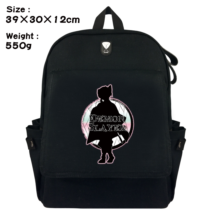 Demon Slayer Kimets Canvas Flip Backpack Student Schoolbag  39X30X12CM