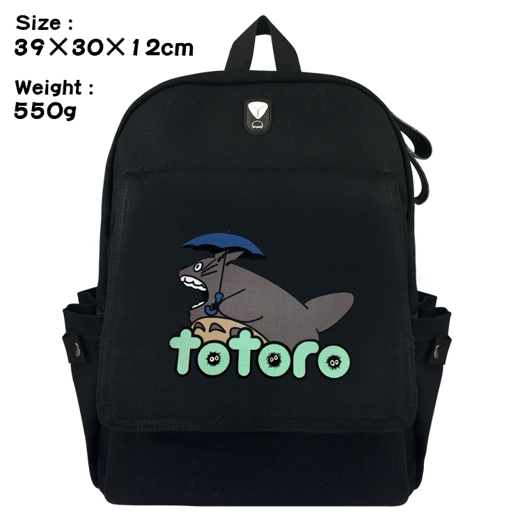TOTORO  Canvas Flip Backpack Student Schoolbag  39X30X12CM