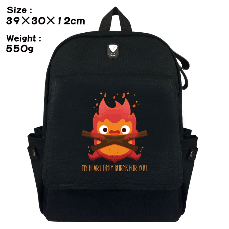 TOTORO  Canvas Flip Backpack Student Schoolbag  39X30X12CM