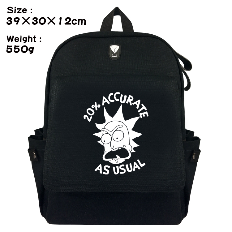 Rick and Morty Canvas Flip Backpack Student Schoolbag  39X30X12CM