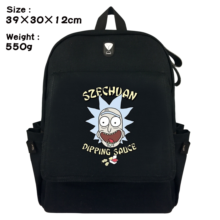 Rick and Morty Canvas Flip Backpack Student Schoolbag  39X30X12CM