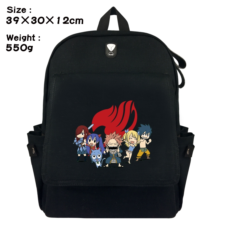 Fairy tail Canvas Flip Backpack Student Schoolbag  39X30X12CM