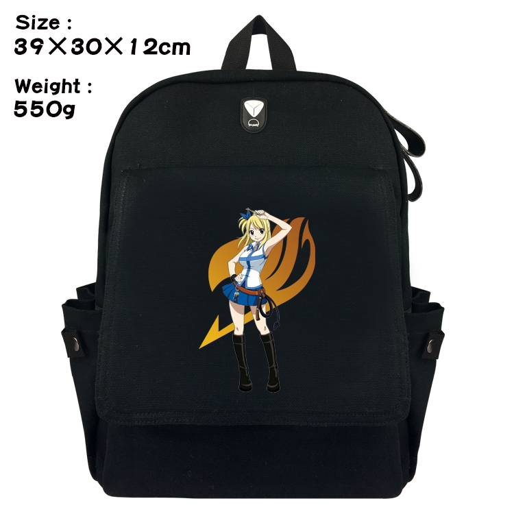 Fairy tail Canvas Flip Backpack Student Schoolbag  39X30X12CM