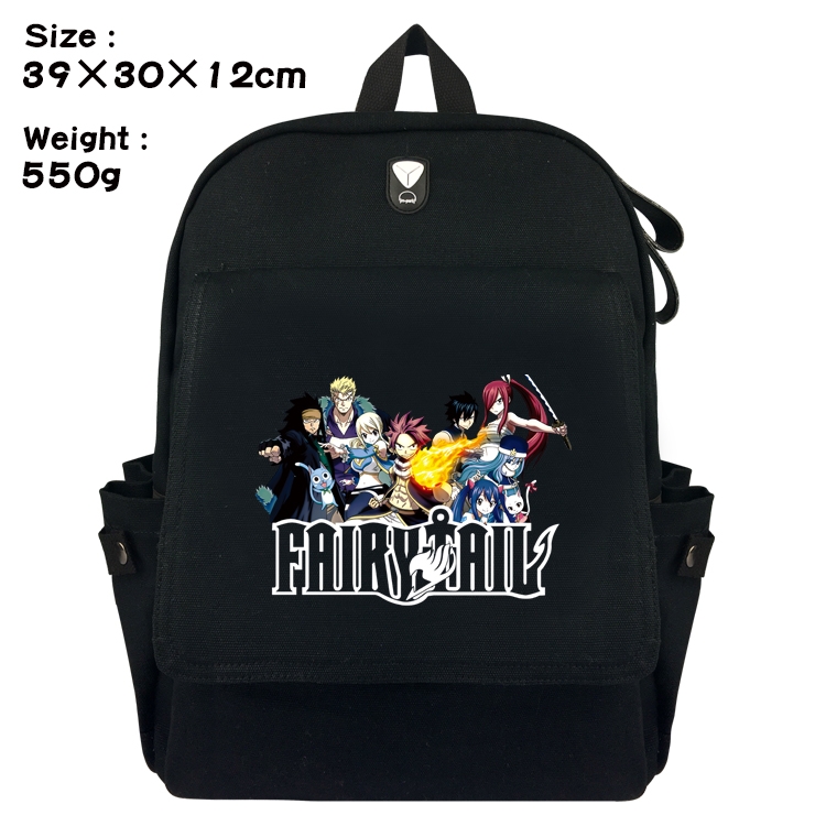 Fairy tail Canvas Flip Backpack Student Schoolbag  39X30X12CM