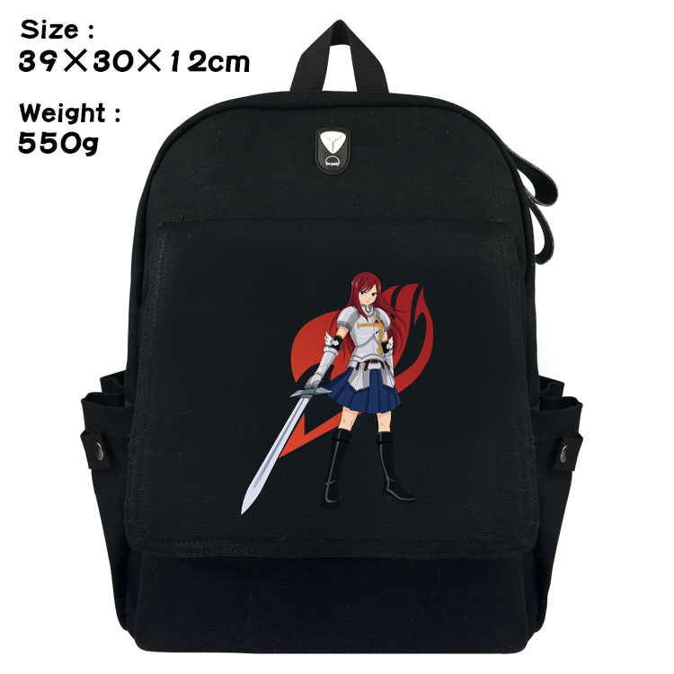 Fairy tail Canvas Flip Backpack Student Schoolbag  39X30X12CM