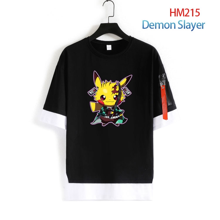 Demon Slayer Kimets round neck fake two loose T-shirts from S to 4XL HM-215-4