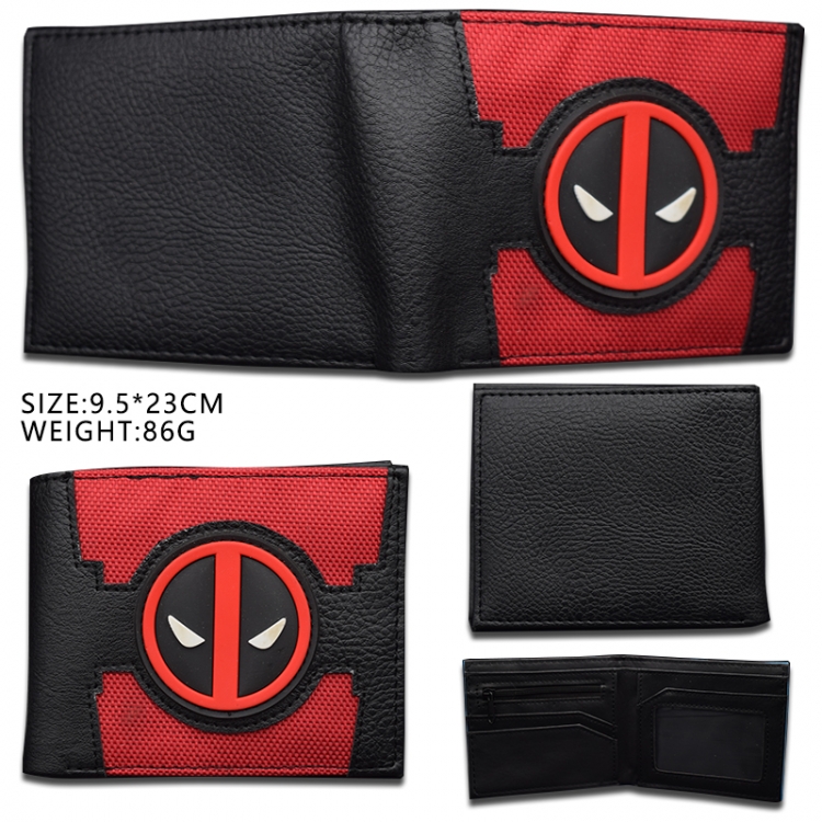 Deadpool pu short two fold Wallet 9.5X23CM