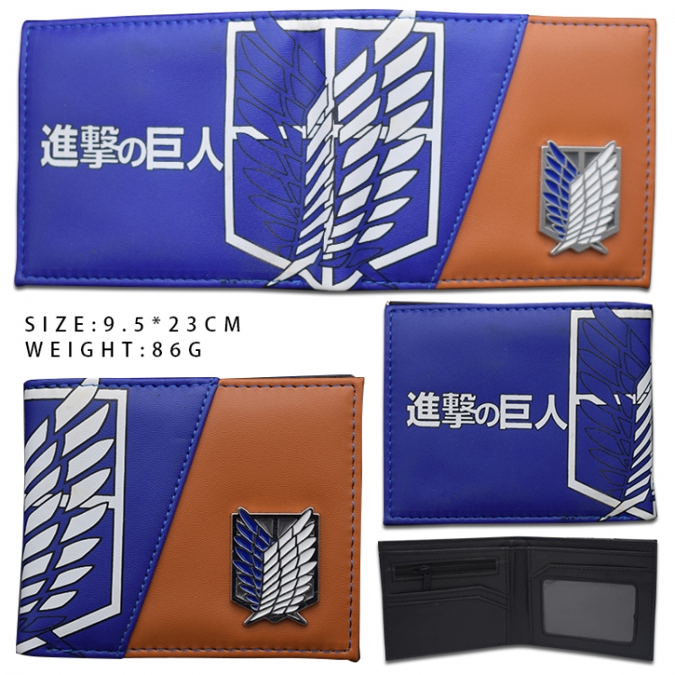 Shingeki no Kyojin  Hardware PU wallet short two-fold wallet 9.5X23.5CM 86G