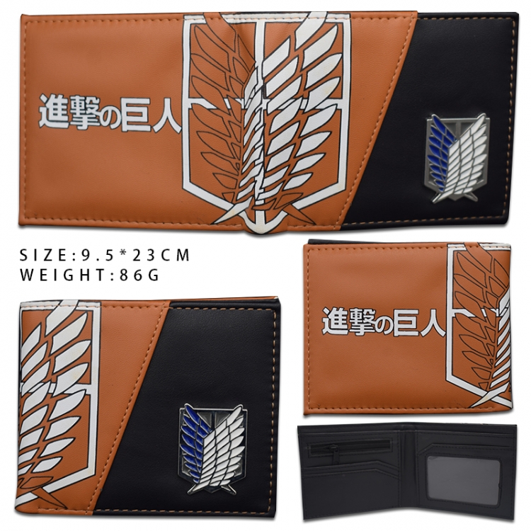 Shingeki no Kyojin  Hardware PU wallet short two-fold wallet 9.5X23.5CM 86G