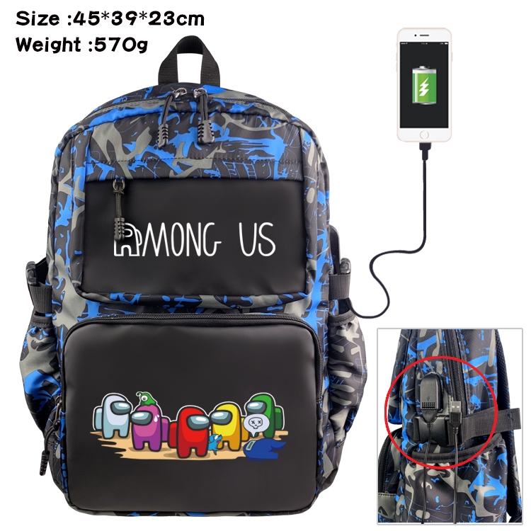 among-us Anime waterproof nylon material camouflage backpack school bag 45X39X23CM