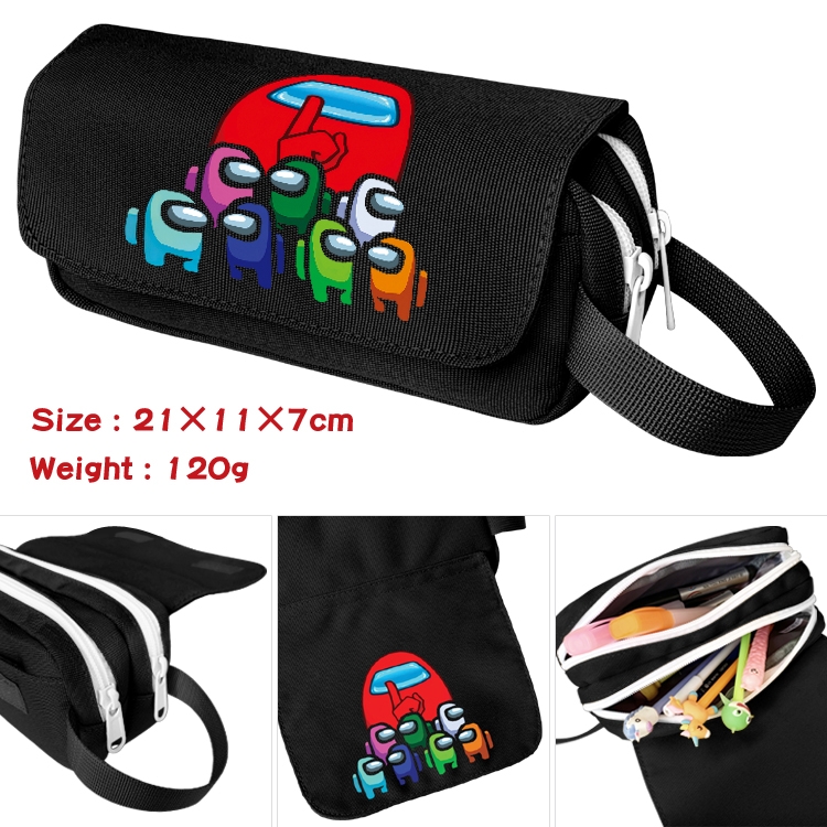 Among us Portable waterproof double-layer pencil case Pencil Bag  20x11x7cm