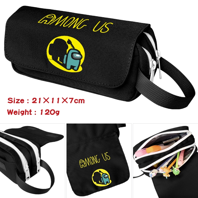 Among us Portable waterproof double-layer pencil case Pencil Bag  20x11x7cm