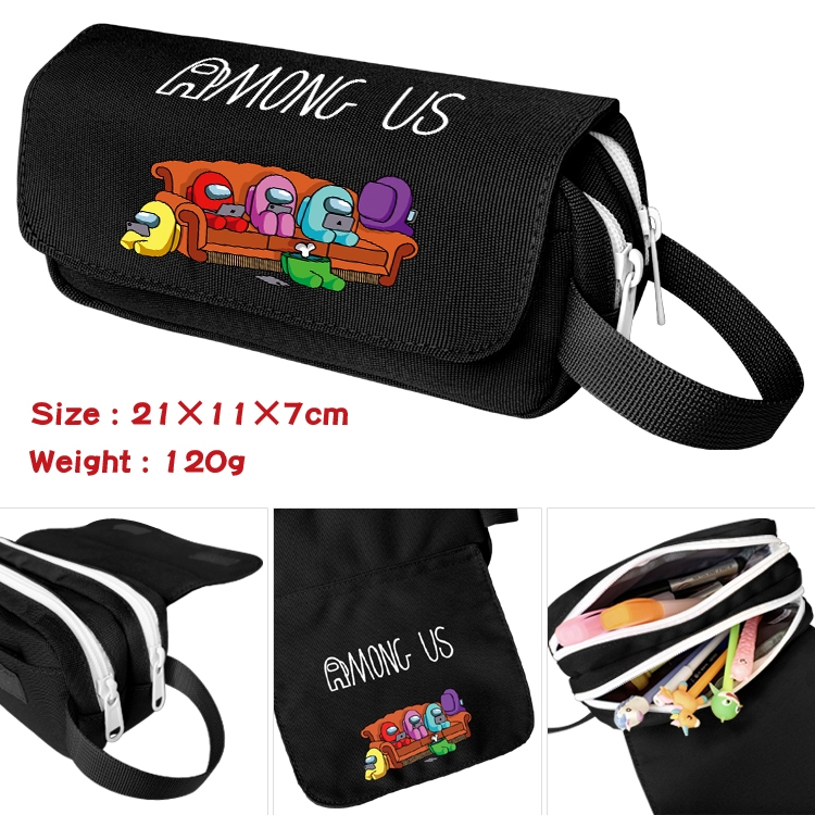 Among us Portable waterproof double-layer pencil case Pencil Bag  20x11x7cm