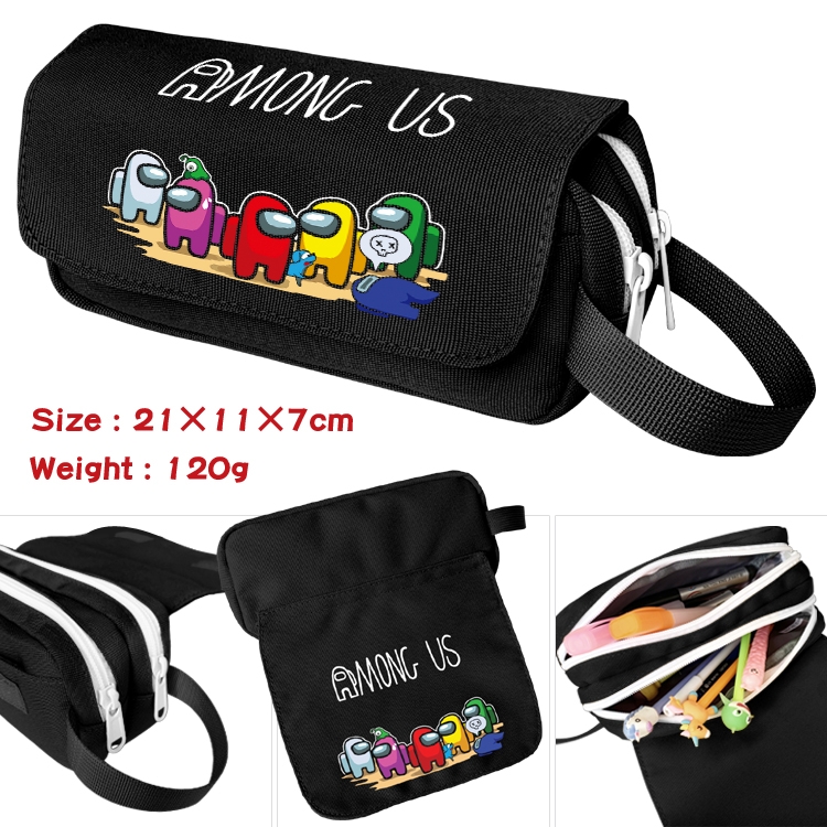 Among us Portable waterproof double-layer pencil case Pencil Bag  20x11x7cm