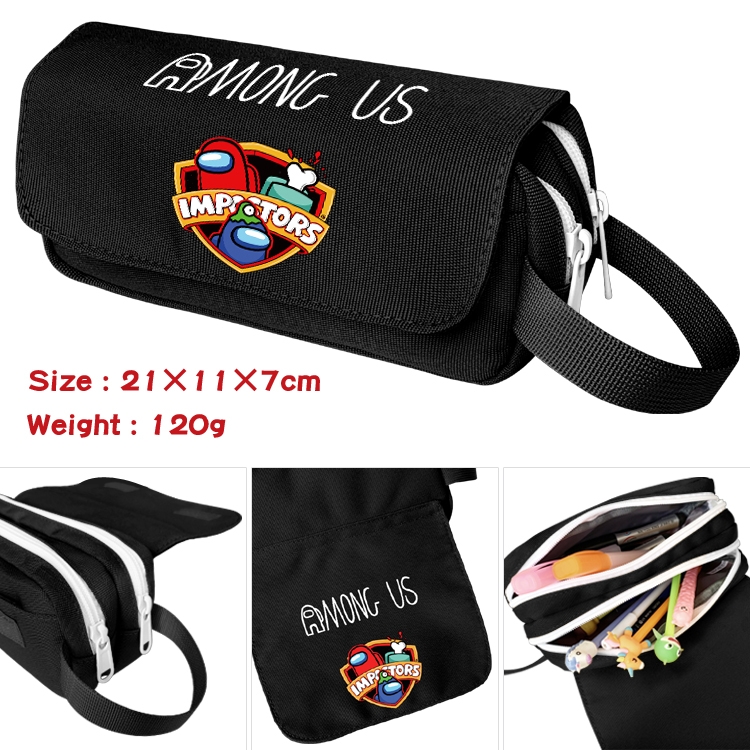 Among us Portable waterproof double-layer pencil case Pencil Bag  20x11x7cm