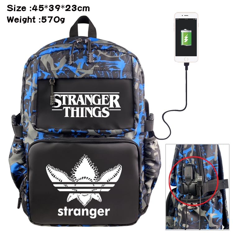 Stranger Things  Anime waterproof nylon material camouflage backpack school bag 45X39X23CM