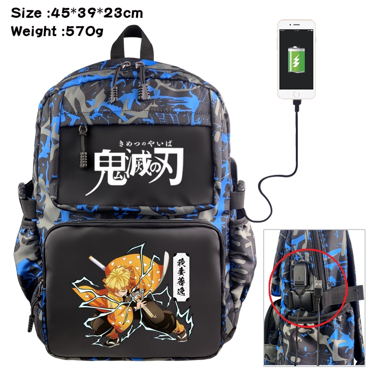 Demon Slayer Kimets Anime waterproof nylon material camouflage backpack school bag 45X39X23CM