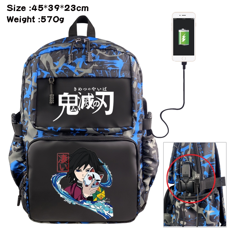 Demon Slayer Kimets Anime waterproof nylon material camouflage backpack school bag 45X39X23CM