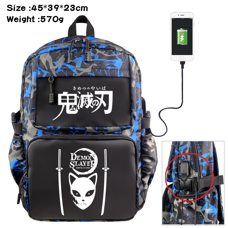 Demon Slayer Kimets Anime waterproof nylon material camouflage backpack school bag 45X39X23CM