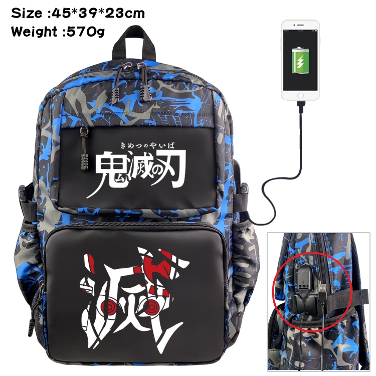 Demon Slayer Kimets Anime waterproof nylon material camouflage backpack school bag 45X39X23CM