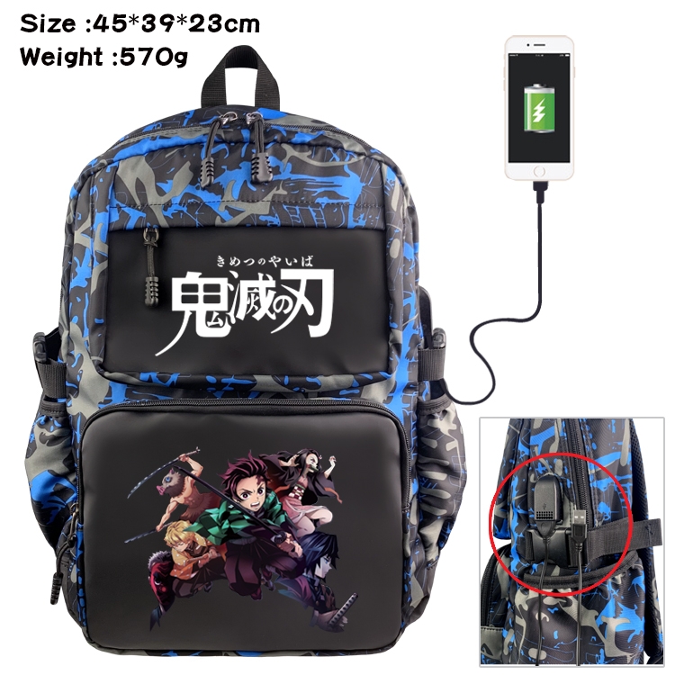 Demon Slayer Kimets Anime waterproof nylon material camouflage backpack school bag 45X39X23CM