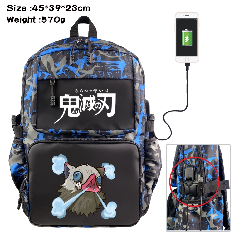 Demon Slayer Kimets Anime waterproof nylon material camouflage backpack school bag 45X39X23CM