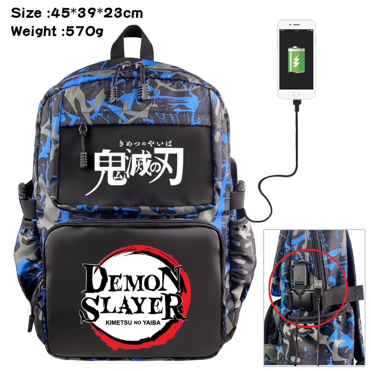 Demon Slayer Kimets Anime waterproof nylon material camouflage backpack school bag 45X39X23CM