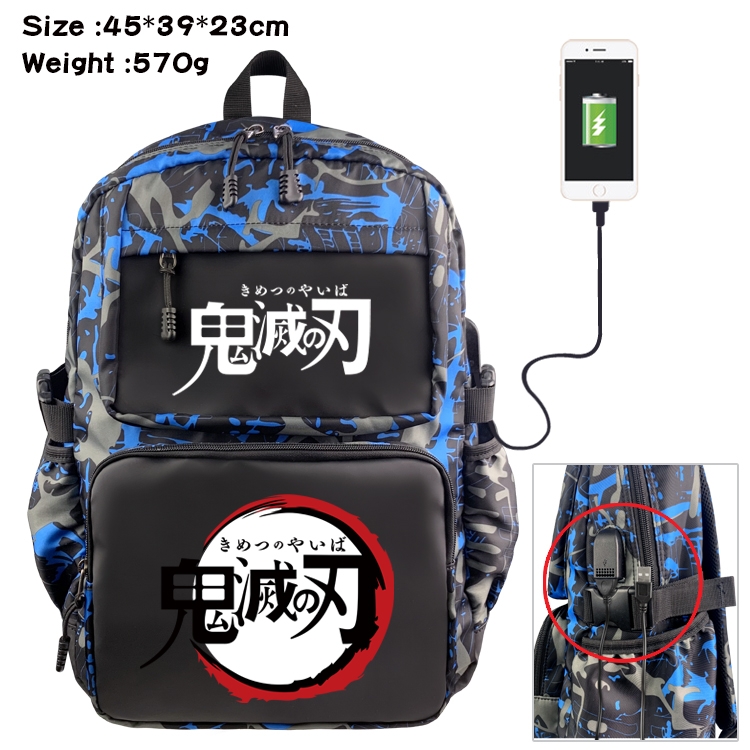 Demon Slayer Kimets Anime waterproof nylon material camouflage backpack school bag 45X39X23CM