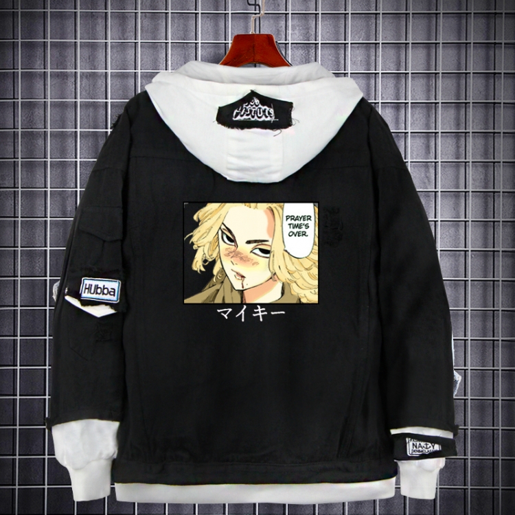 Tokyo Revengers  Anime Loose Hooded Fake Two Denim Jackets from S to 5XL