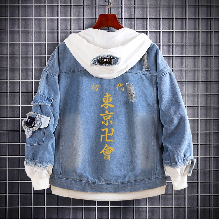 Tokyo Revengers  Anime Loose Hooded Fake Two Denim Jackets from S to 5XL