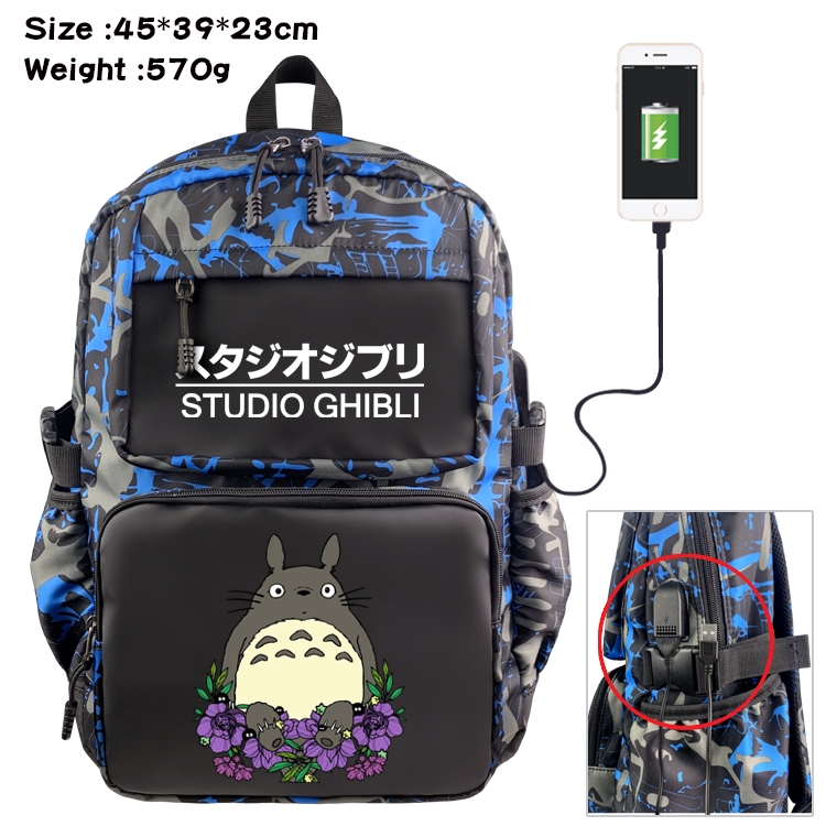 TOTORO Anime waterproof nylon material camouflage backpack school bag 45X39X23CM