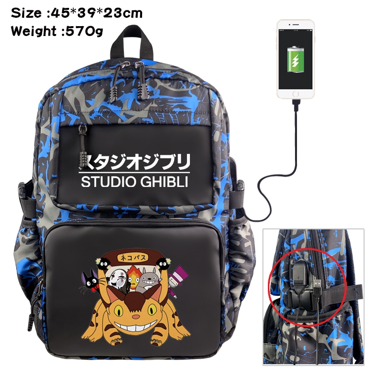 TOTORO Anime waterproof nylon material camouflage backpack school bag 45X39X23CM