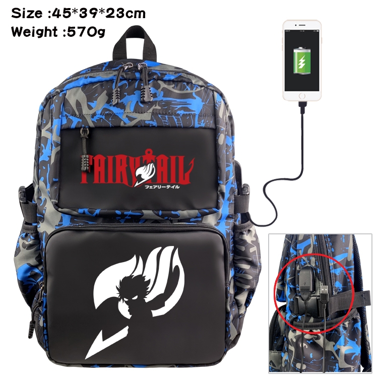Fairy tail Anime waterproof nylon material camouflage backpack school bag 45X39X23CM
