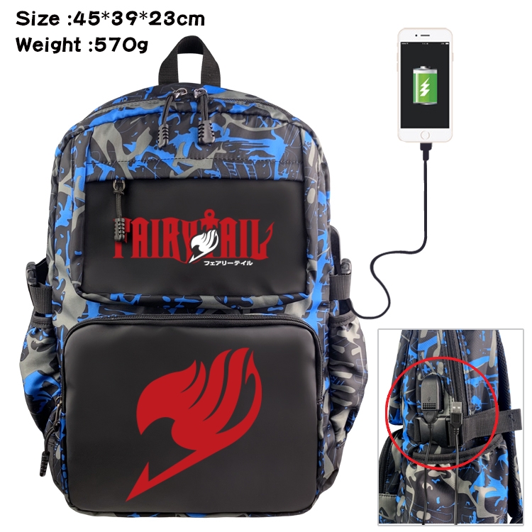 Fairy tail Anime waterproof nylon material camouflage backpack school bag 45X39X23CM