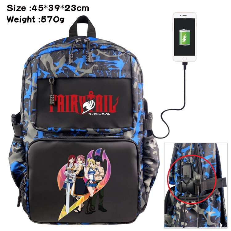 Fairy tail Anime waterproof nylon material camouflage backpack school bag 45X39X23CM